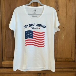 God Bless American 1776 American Flag 🇺🇸 💯 Cotton Short Sleeve Crew T Sh…